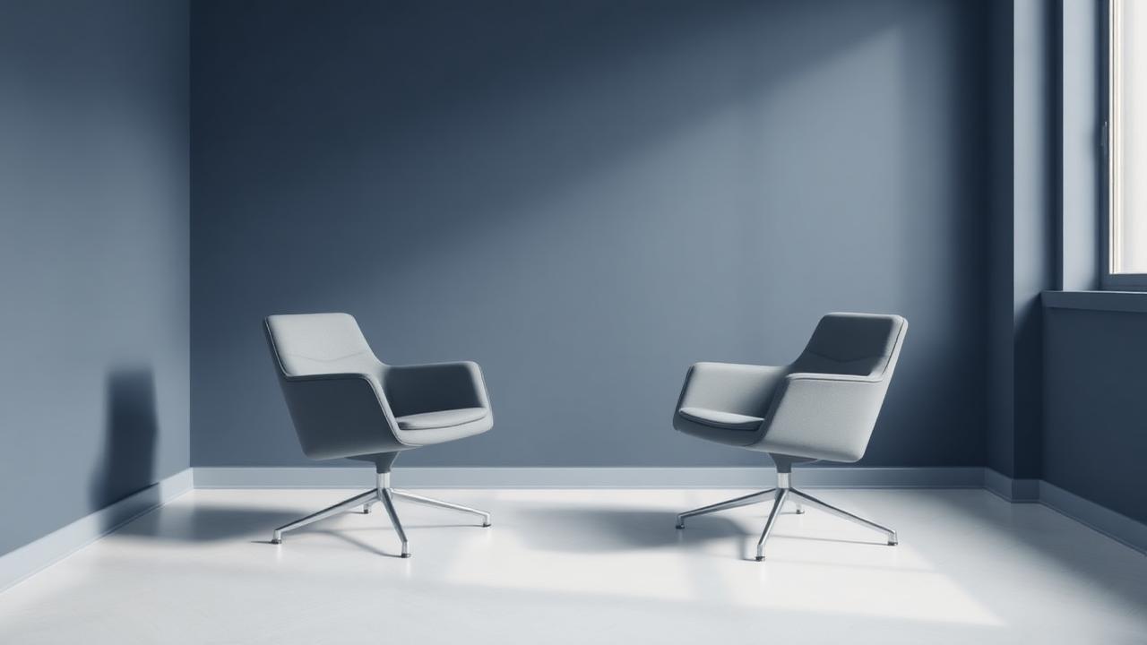 Two chairs facing each other in soft light, representing a conversation waiting to happen