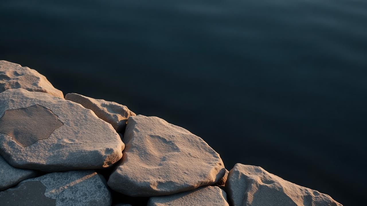 Layered stone and water forms suggesting solid ground beneath a leader