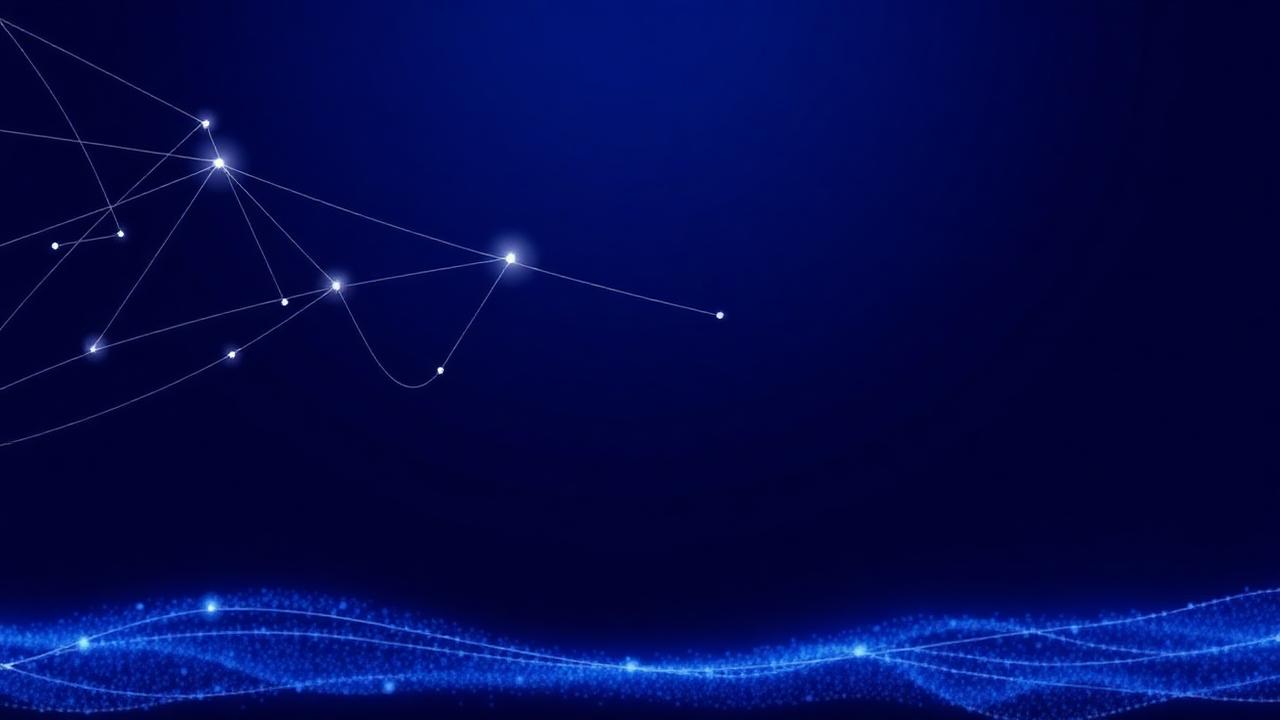 A map-like grid of connected sites rendered in navy and periwinkle